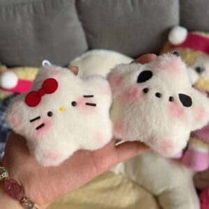 Squeaky star cat couple doll keychain