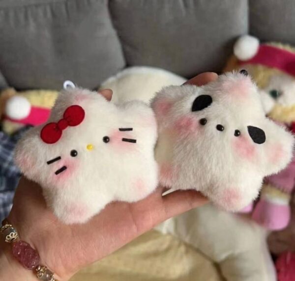 Squeaky star cat couple doll keychain