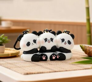 Trio besties baby Panda magnetic keychain