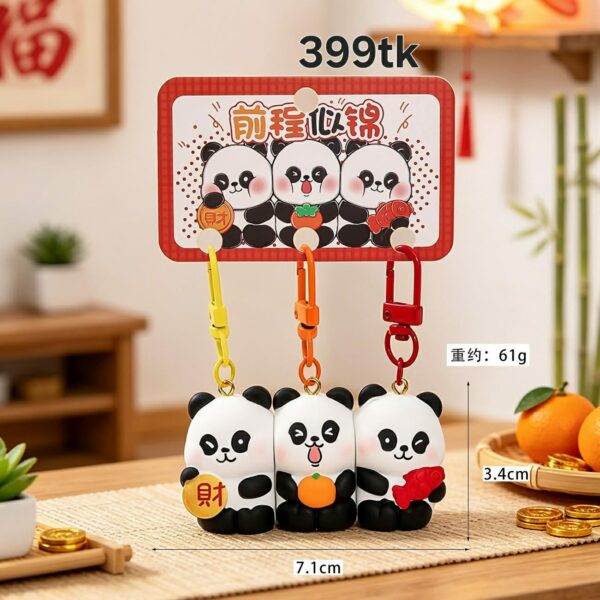 Trio hugging Panda magnetic keychain
