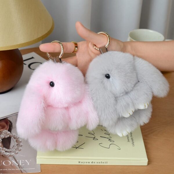 Mink plushie rabbit couple keychain