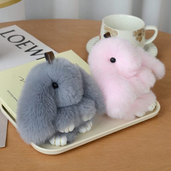 Mink plushie rabbit couple keychain