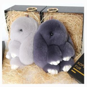 Mink plushie rabbit couple keychain